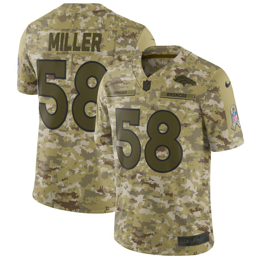 Men Denver Broncos #58 Miller Nike Camo Salute to Service Retired Player Limited NFL Jerseys->cincinnati bengals->NFL Jersey